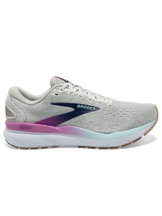 Brooks Shoes - Brooks Ghost Neutral Running Shoe Light Grey Purple Accent Sneakers Size 7.5